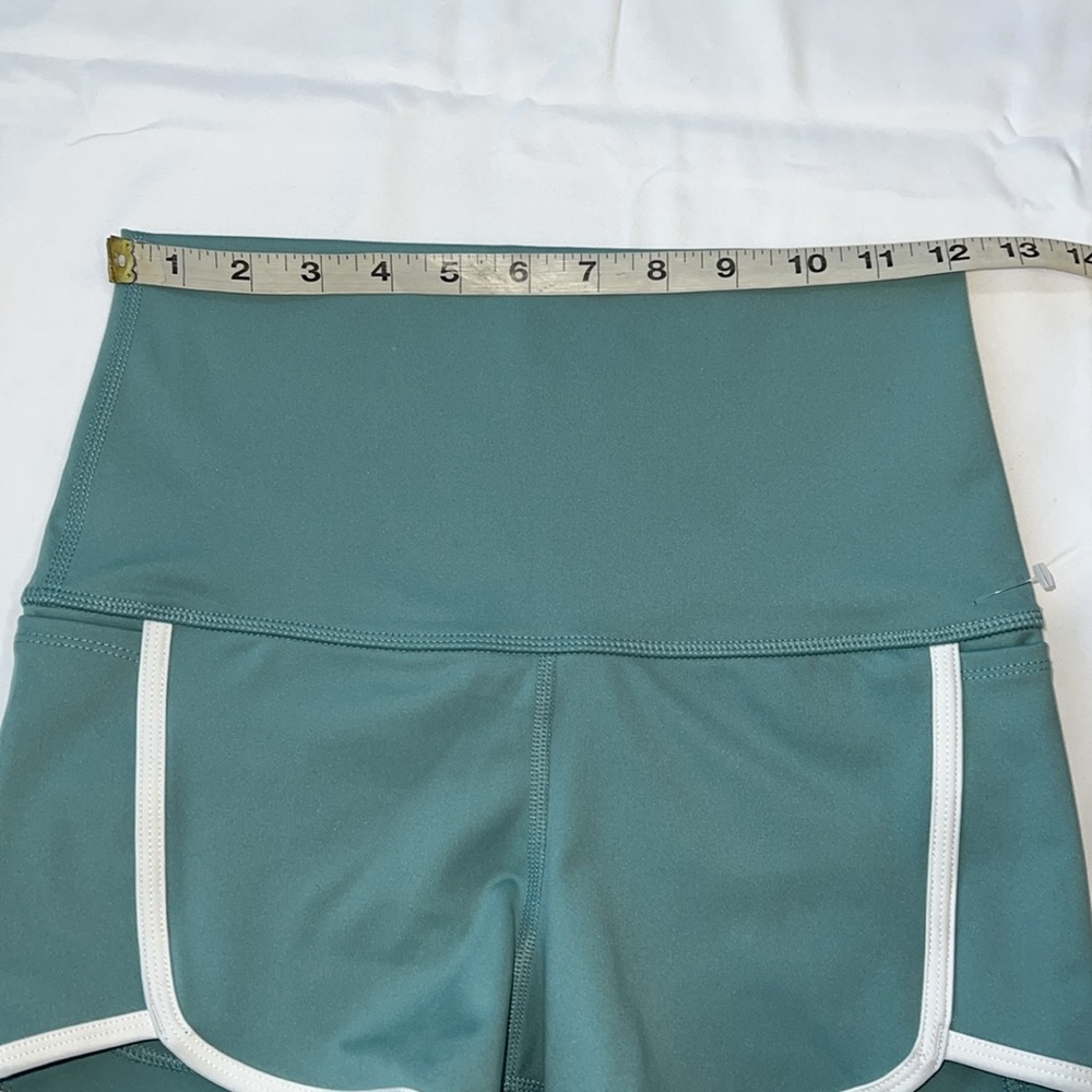FP Movement by Free People Light Teal Athletic High-Waist Shorts with White Trim - Picture 8 of 11